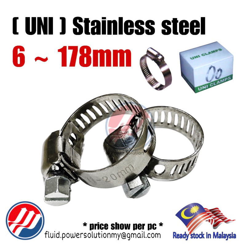 [ Unigawa ] Stainless steel Hose Clips/Clamps Clip 6 ~178mm, Samco hose ...