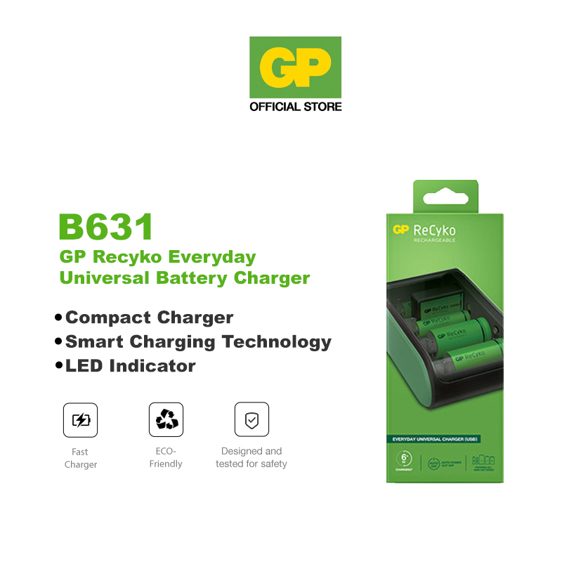 GP ReCyko Everyday Universal Battery Charger B631 USB Charger Suitable ...