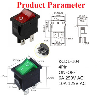 Square Rocker Toggle On Off Switch 12V DC / 6A 250V / 10A 125V Mini ...