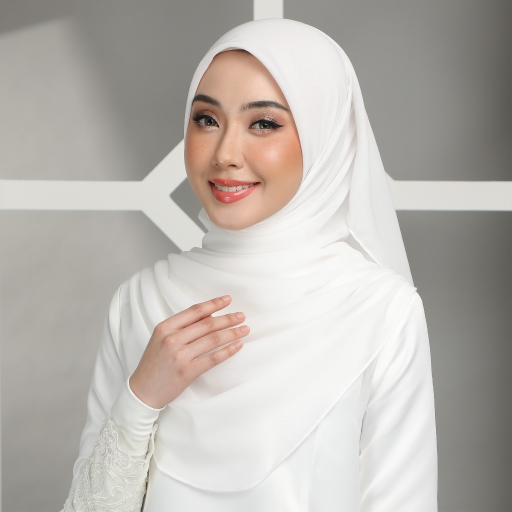 Gambar baju kurung White Bawal Voile Rania