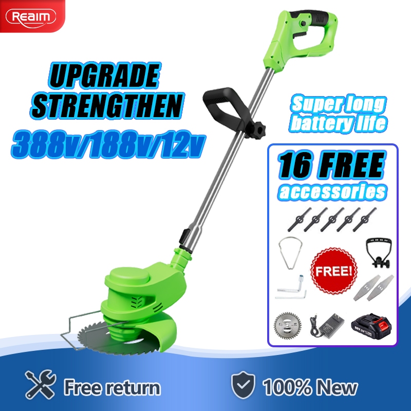 🍀 388v 188v Mesin Rumput Bateri Lawn Mower Cordless Pemotong Rumput