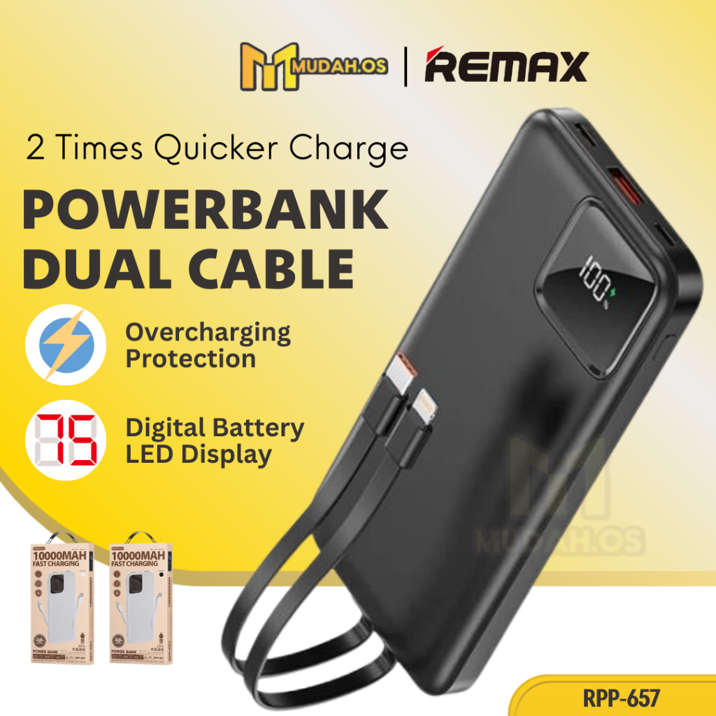 REMAX Portable 2.4A Travel Powerbank 10000mAh PD Digital Display With ...