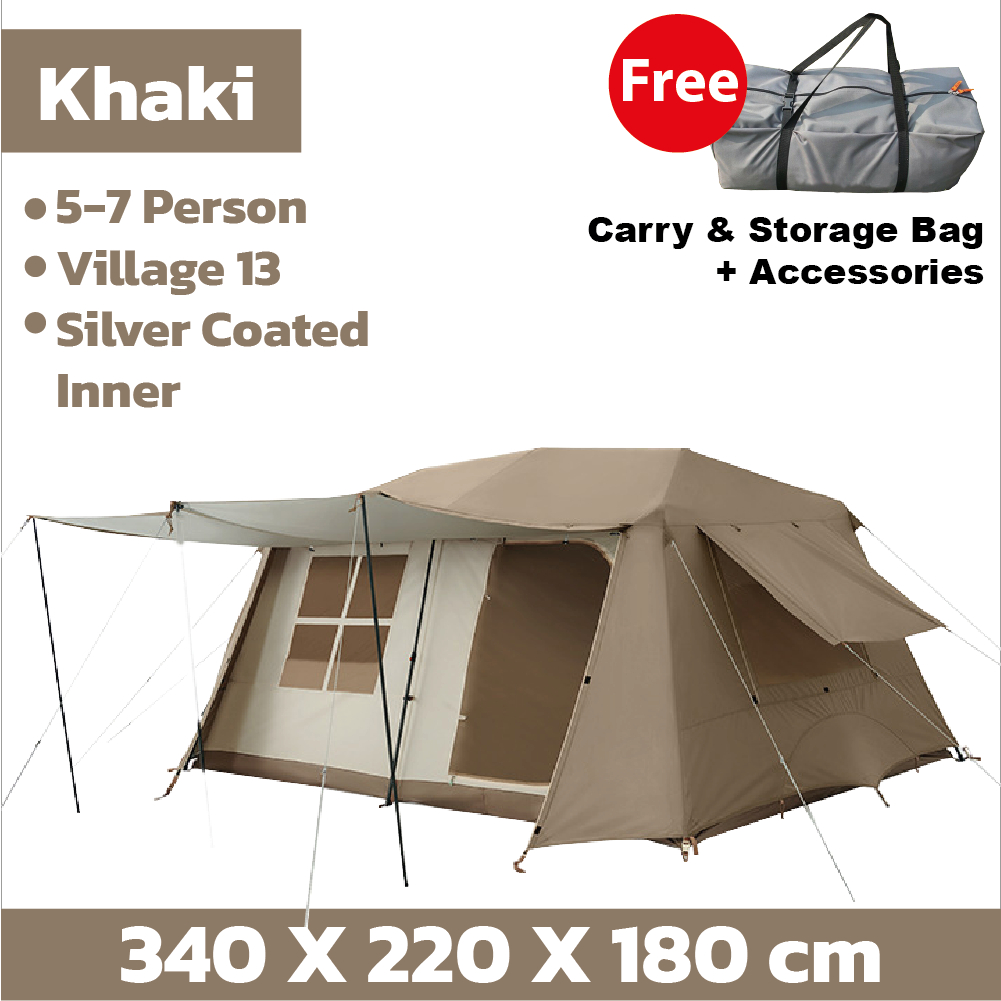 Village-13 Camping Tent Waterproof Automatic Khemah camping besar 5-7 ...