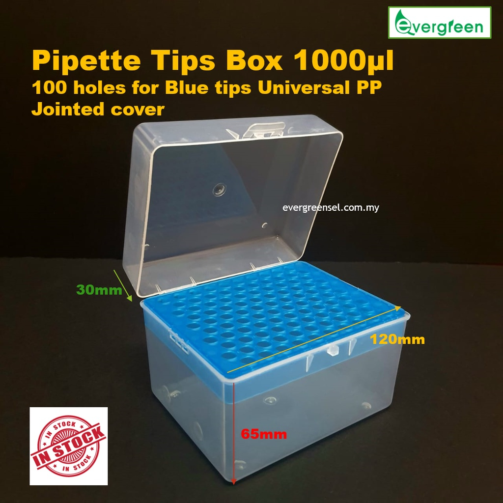 Pipette Tips Box 1000μl x 100 holes for Blue tips Universal PP Jointed ...