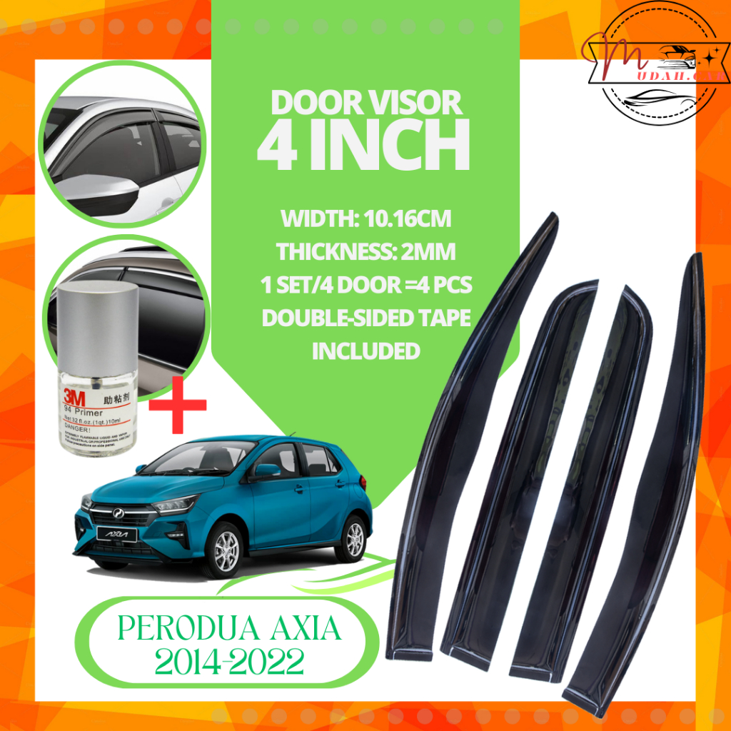 Perodua Axia ( 2014-2022 )Door Visor Move Wind Deflector ( 4 PCS ...