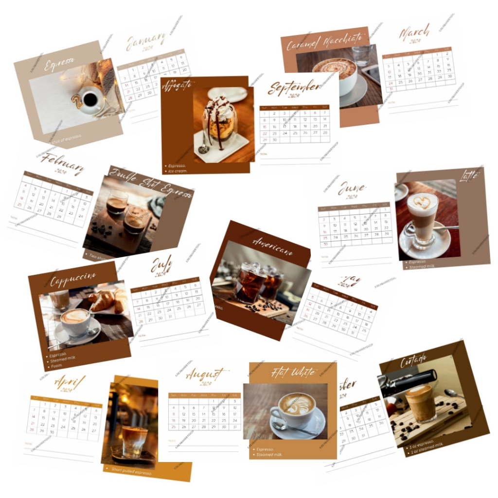 12 TYPES OF COFFEES 2024 CALENDAR PRINTABLE PDF Shopee Malaysia