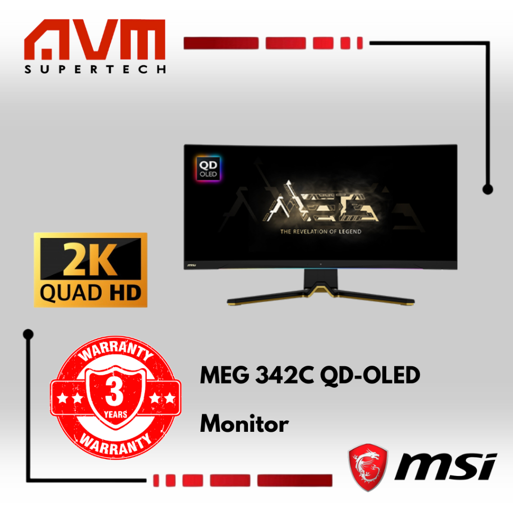 AVM MSI MEG 342C QD-OLED Curved 3440 x 1440 (UWQHD) Gaming Monitor ...