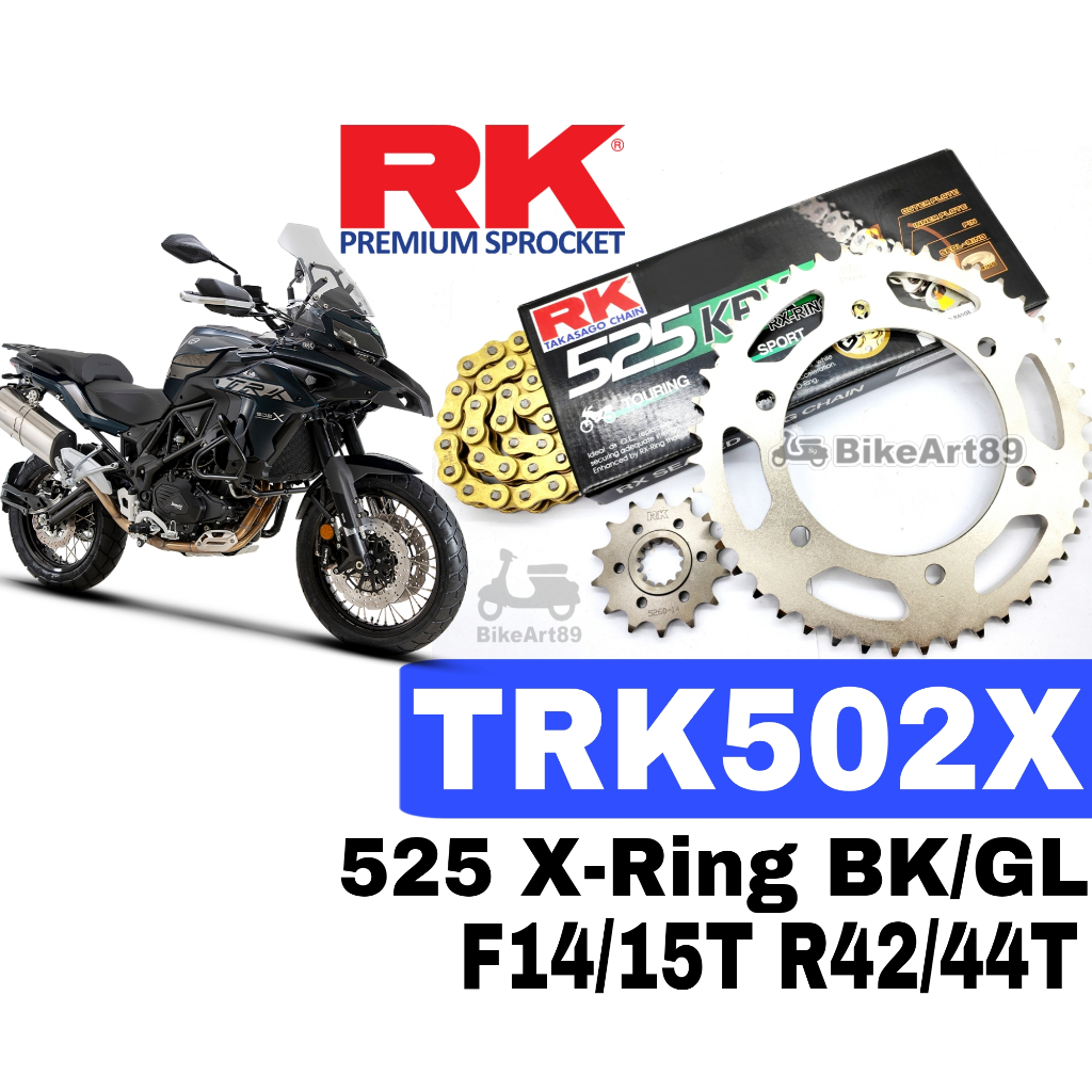 RK Sprocket Set Benelli TRK502X RK525 KRX X-Ring Rivet Black / Gold ...