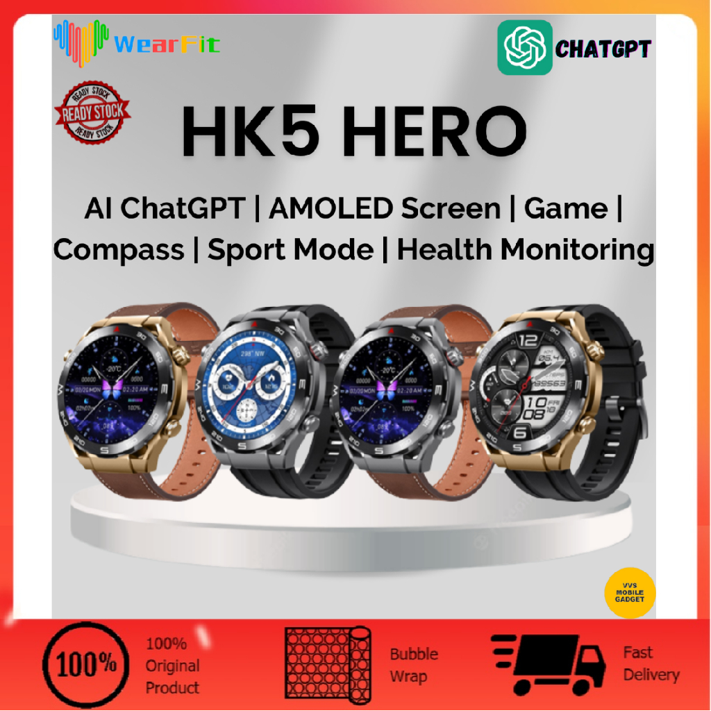 HK5 HERO Smart Watch AI ChatGPT AMOLED Screen NFC Multifunctional Women Men  Sport Watch Android IOS Wearfit Pro | Shopee Malaysia