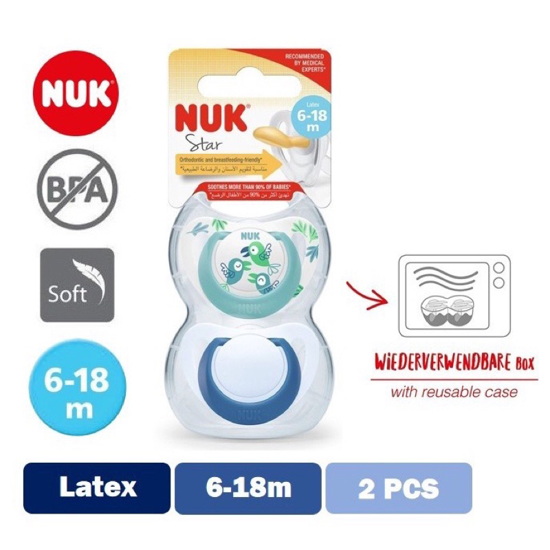 NUK Puting Orthodontic Latex / Silicone Soother / Pacifier Happy Kids