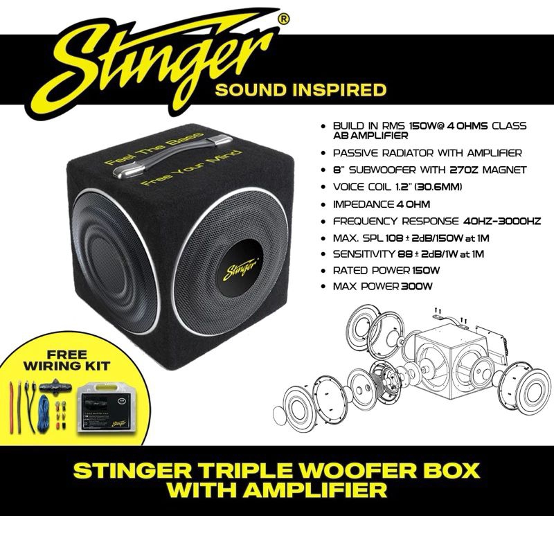 Stinger 12 Inch Subwoofers With Box And Amp Stinger 8