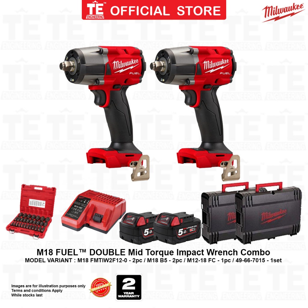 MILWAUKEE M18 DOUBLE Mid Torque Impact Wrench Combo Shopee Malaysia