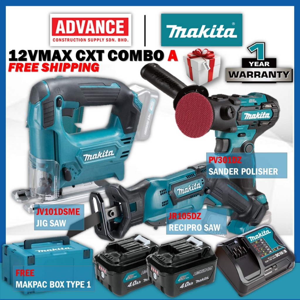 MAKITA 12Vmax Cordless Wood Work Combo Set ( JV101DSME Jig Saw / TM30DZ