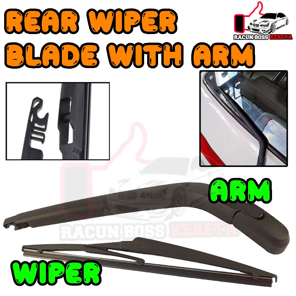 WIPER KERETA BELAKANG REAR WIPER BLADE WITH ARM FOR AXIA/MYVI/AZLA/AVANZA/KANCIL/VIVA/EXORA