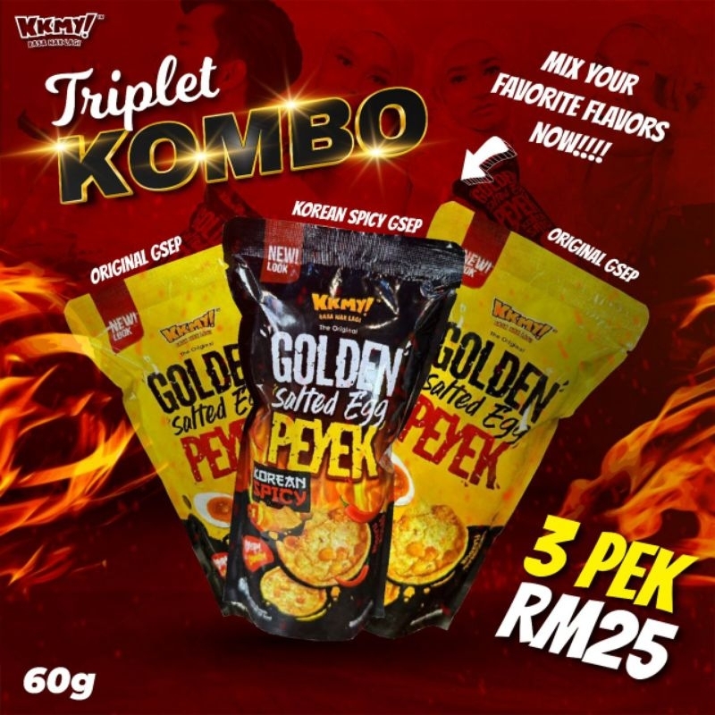 KKMY SET COMBO TRIPLE SMALL 60g Golden Salted Egg Peyek original