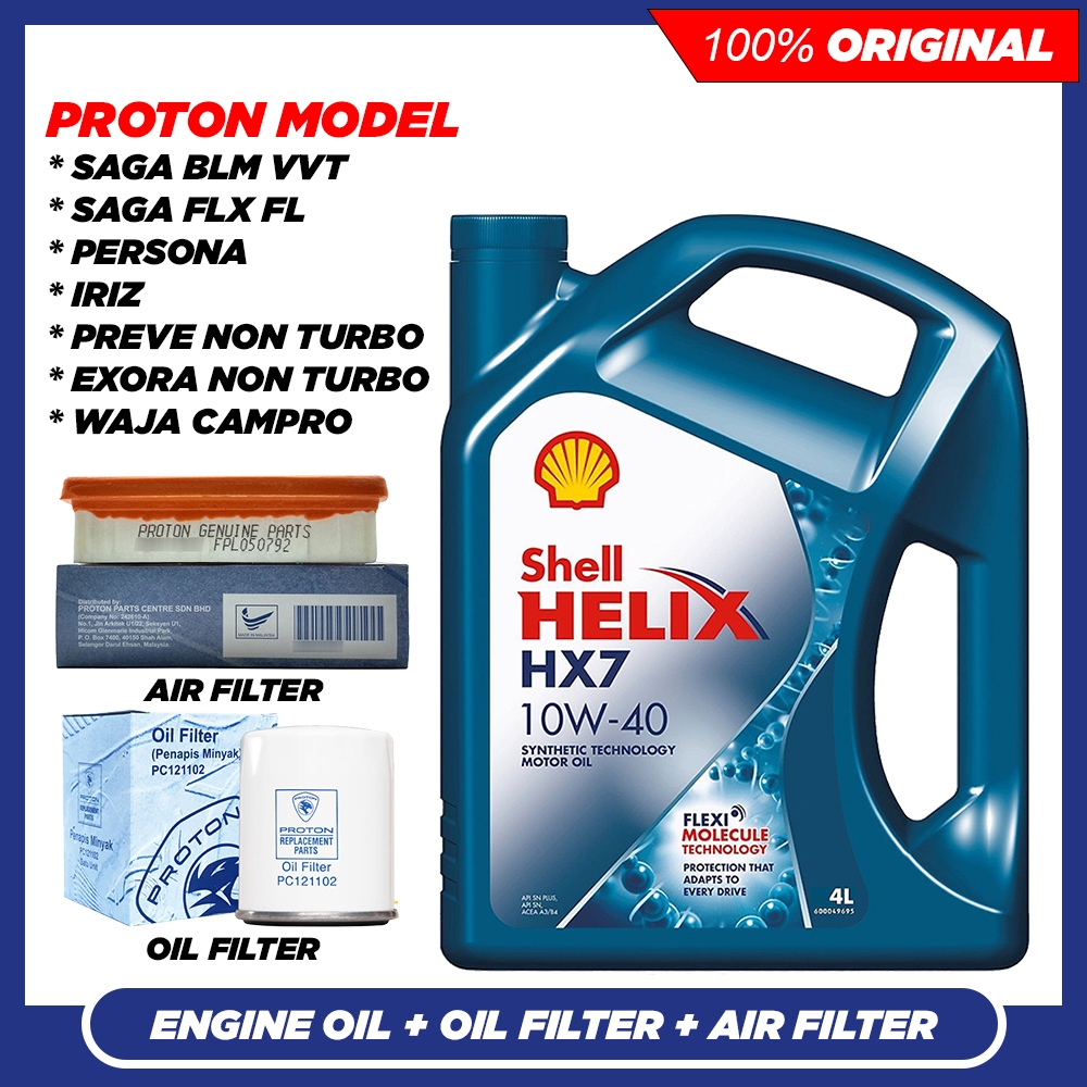 Shell Helix Hx7 10w40 Semi Synthetic Engine Oil 4l Oil Filter Air