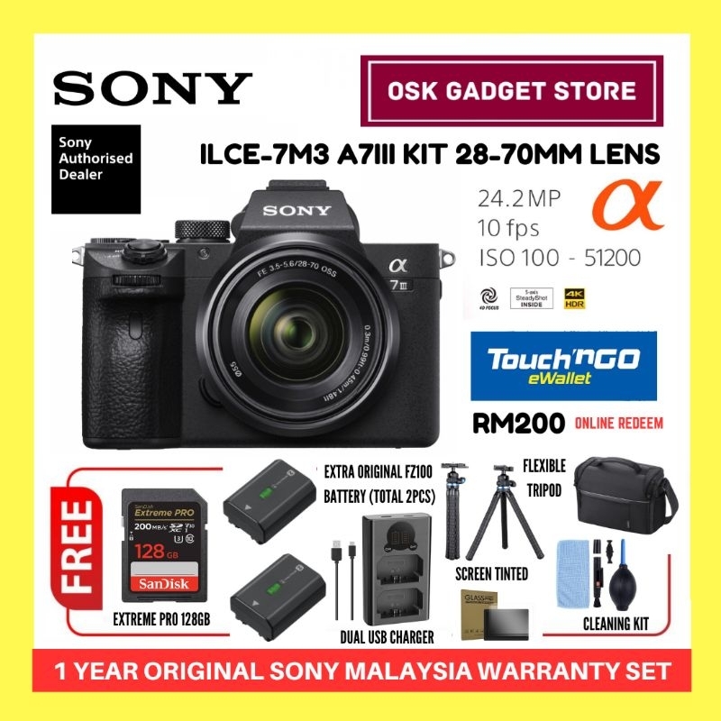 Sony ILCE-7M3 7M3 A7III A7M3 24MP 4K UHD Full Frame Camera | Value Package  | 15 Months Sony Malaysia Warranty