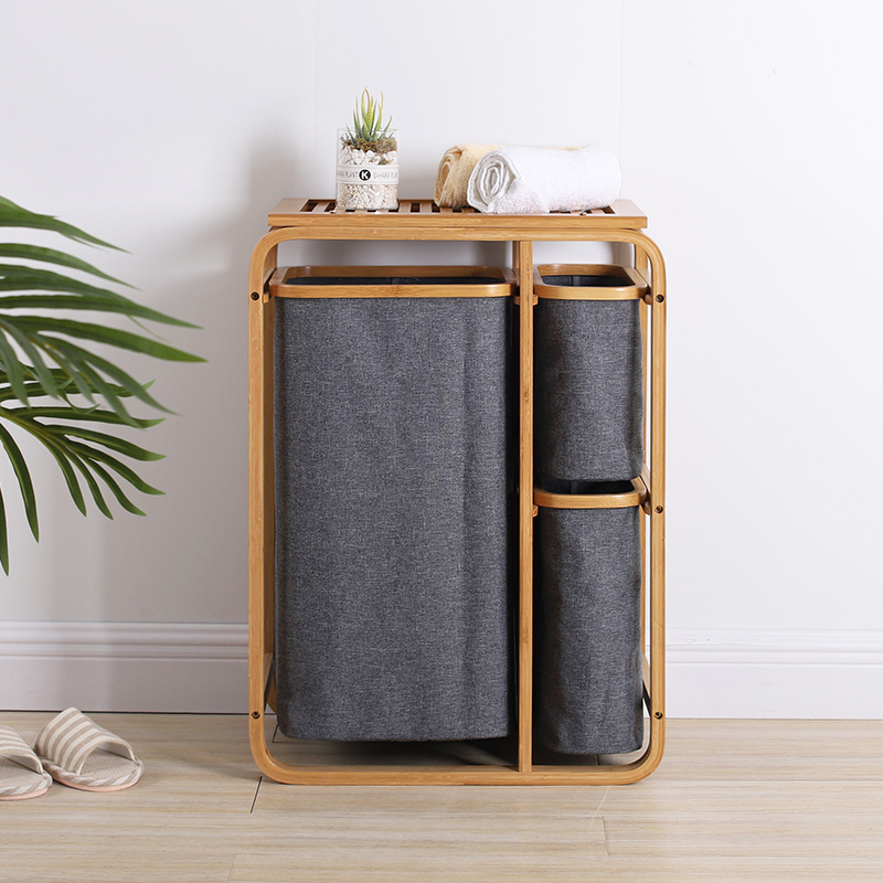 Nordic Foldable Bamboo Classification Storage Basket Cotton and Linen ...