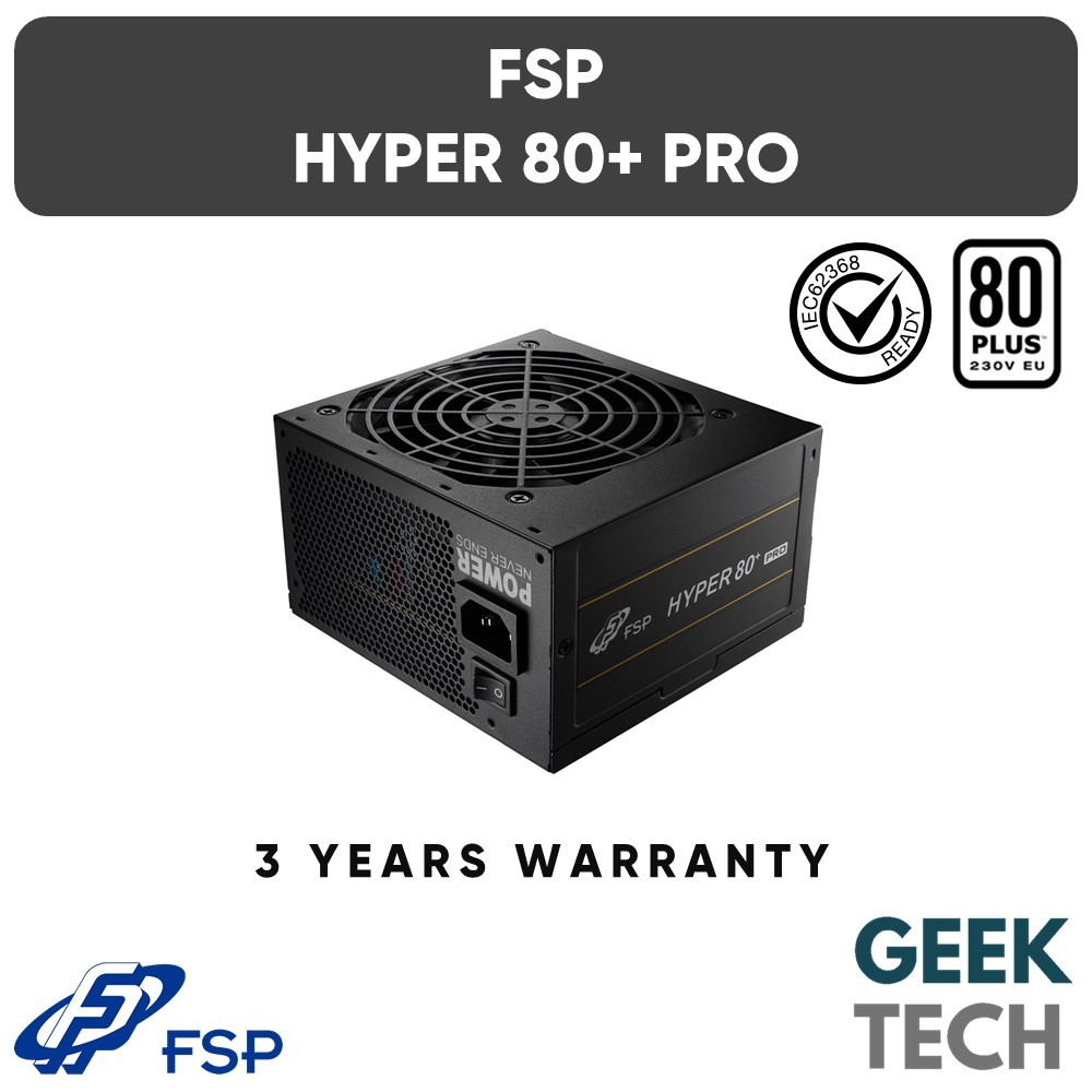 FSP Hyper 80+ Pro 80 Plus Bronze Non Modular Power Supply PSU 450W/550W ...