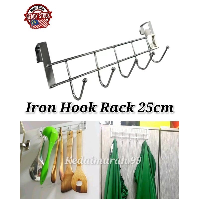 Iron Hook Rack (25cm)Door Rack clothes Coat Towel | Shopee Malaysia