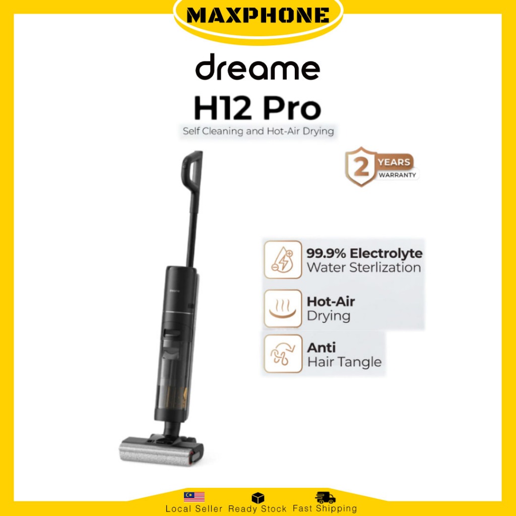 Dreame H12 Pro Wet and Dry Cordless Vacuum Cleaner 2 Edge Cleaning 99.9%  Sterilization Hot-Air Drying