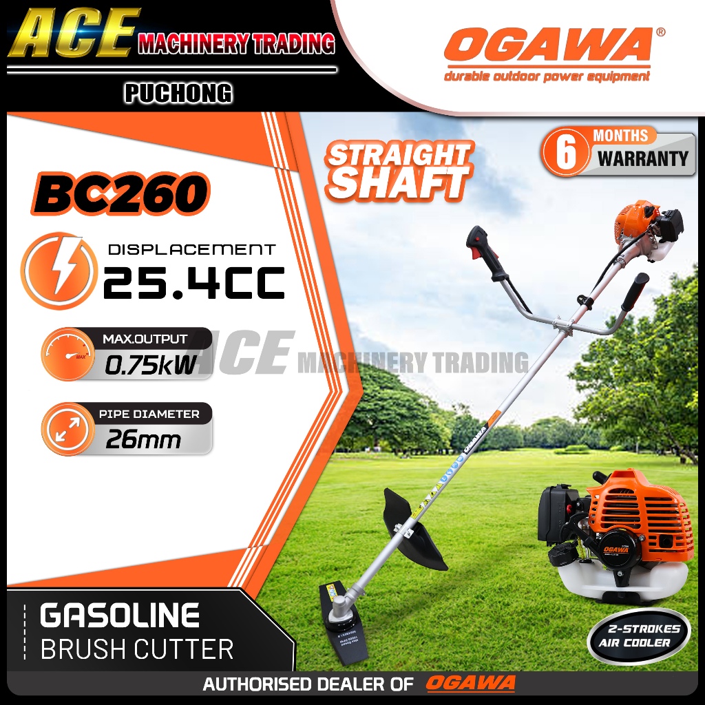 [ 100 Original ] OGAWA Straight Shaft Brush Cutter (BC260) 25.4cc