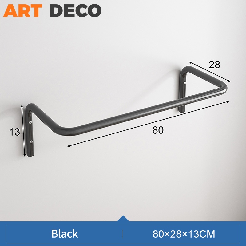 Clothes Rack 100/80/60CM Wall Mounted Clothes Bar Mulig Clothing Hanger ...