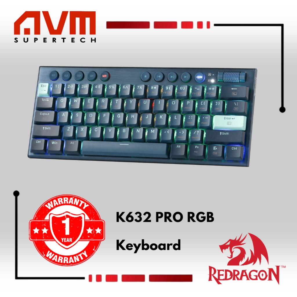AVM REDRAGON K632 PRO Noctis 60 Wireless RGB Mechanical Keyboard