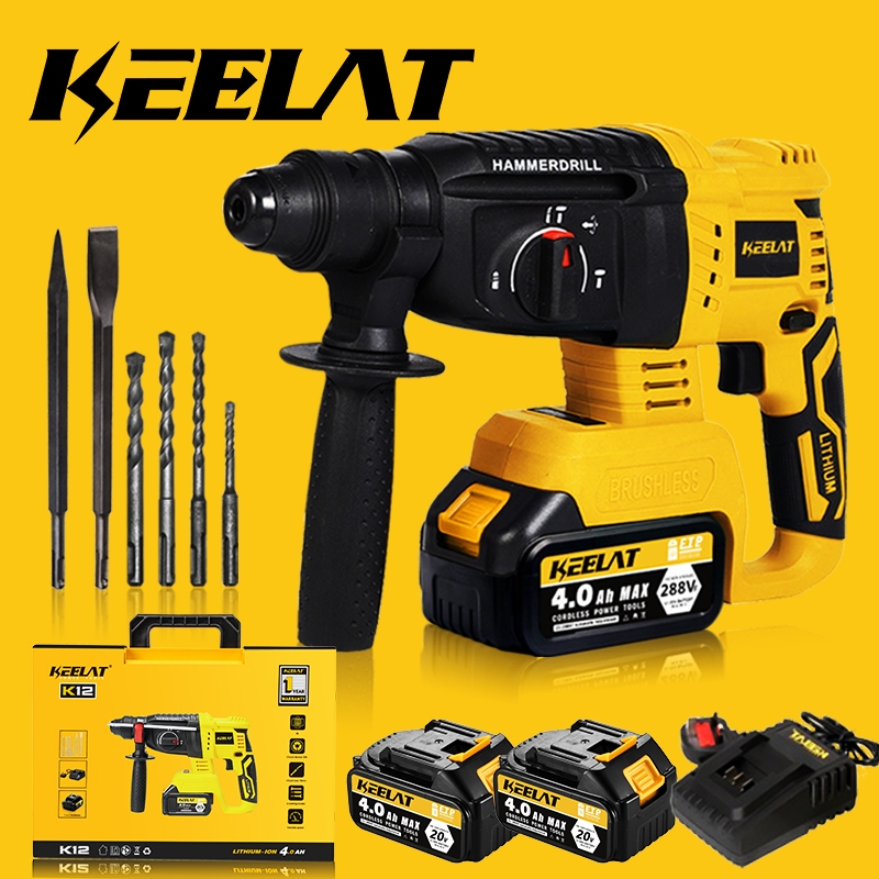 KEELAT KWHD001 Rotary Hammer Drill Electric Cordless Brushless Hammer ...