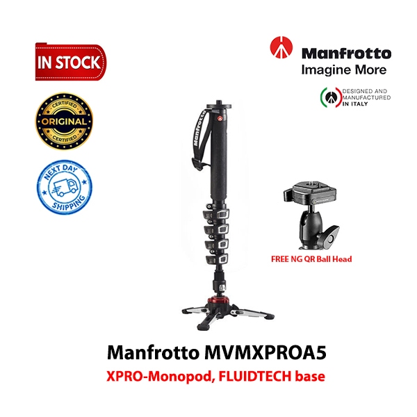 Manfrotto XPRO Rotule Base FLUIDTECH Monopode Vidéo Rotule Noir