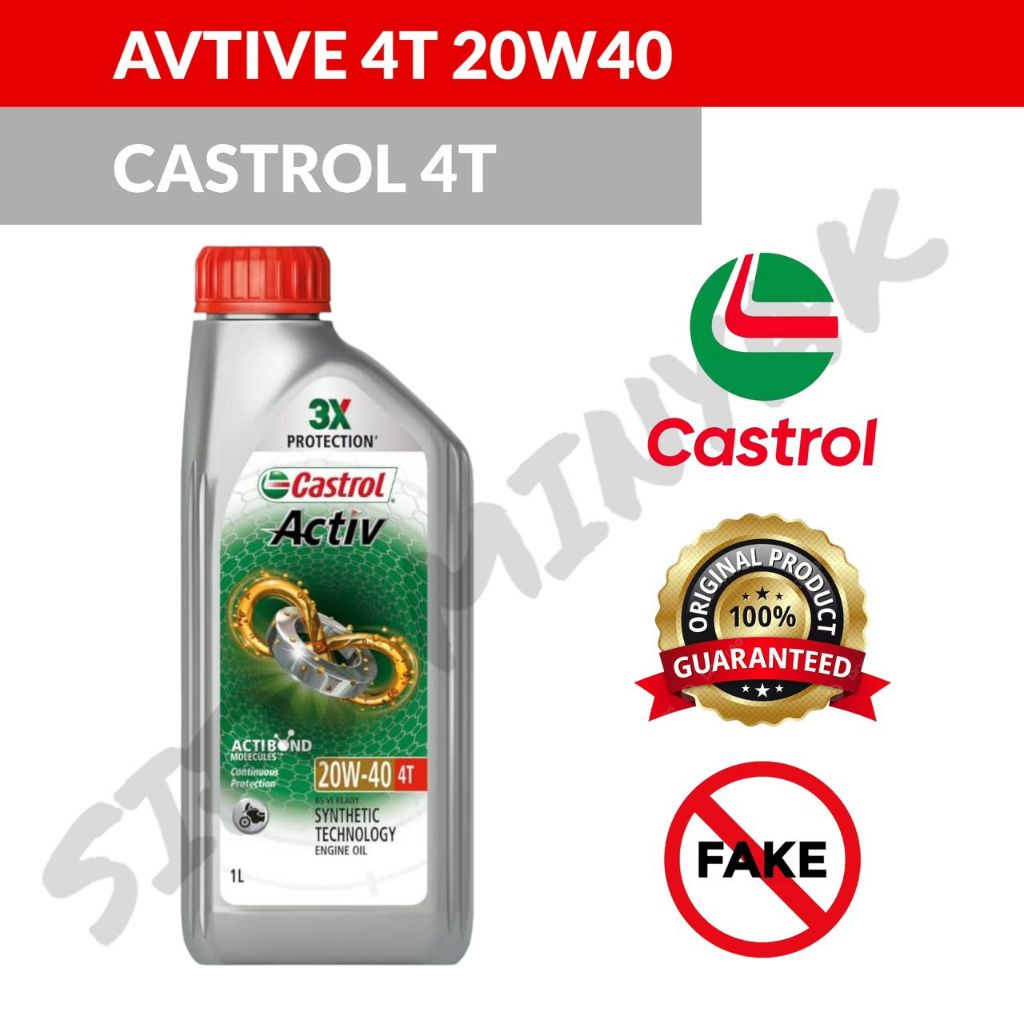 ORIGINAL CASTROL 4T ACTIVE 4T 20W40 ENGINE OIL MOTORCYCLE MINYAK HITAM ...