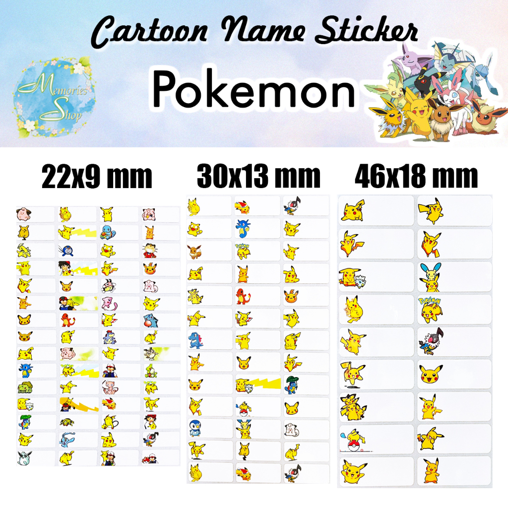 (Pokemon) Cartoon Name Sticker | School Sticker | Party Sticker ...