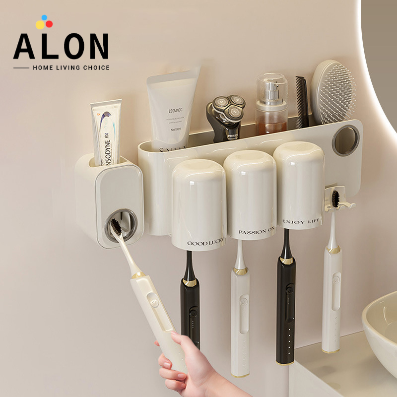 ALON Toothbrush Holder Toothbrush Dispenser Automatic Toothpaste Holder ...