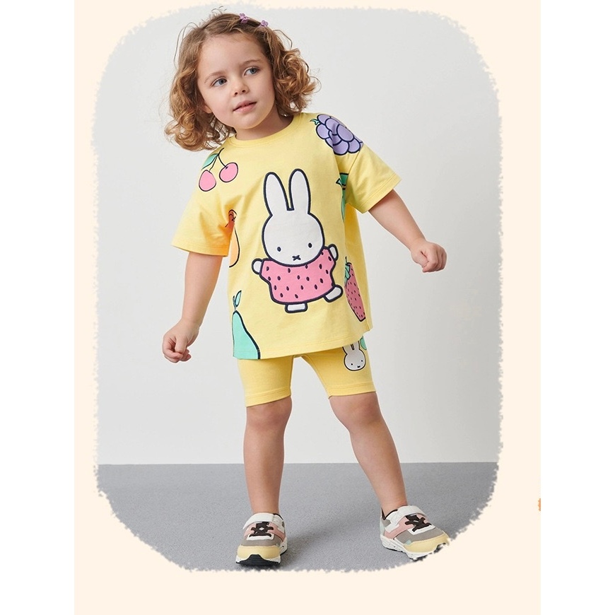 Miffy rabbit casual leisure kids girls T-shirt & pants set 2 pcs budak ...