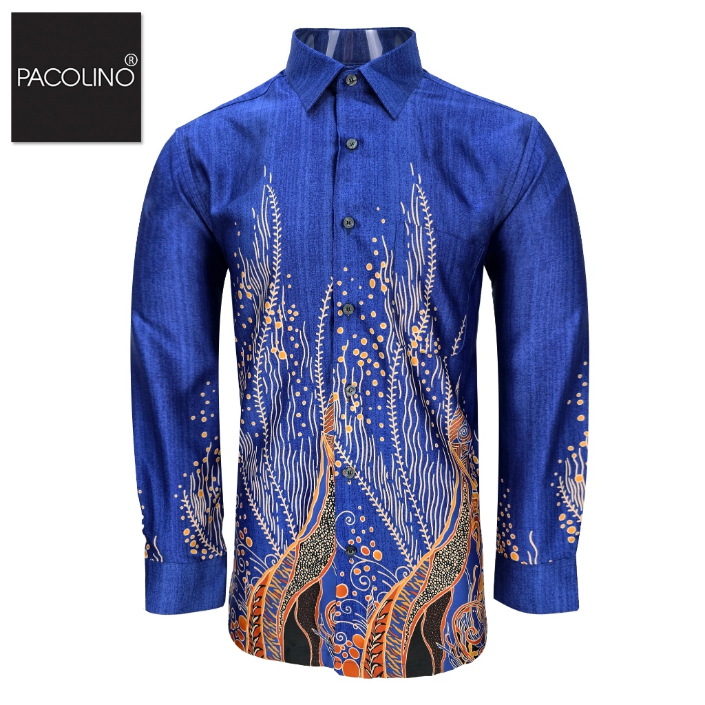 Pacolino Long Sleeve Printed Batik Shirt Regular - Blue Colour 22621 ...