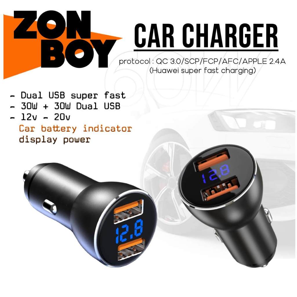 60W Dual USB Port Car Charger Extension 12v 24v Quick Charge Adapter