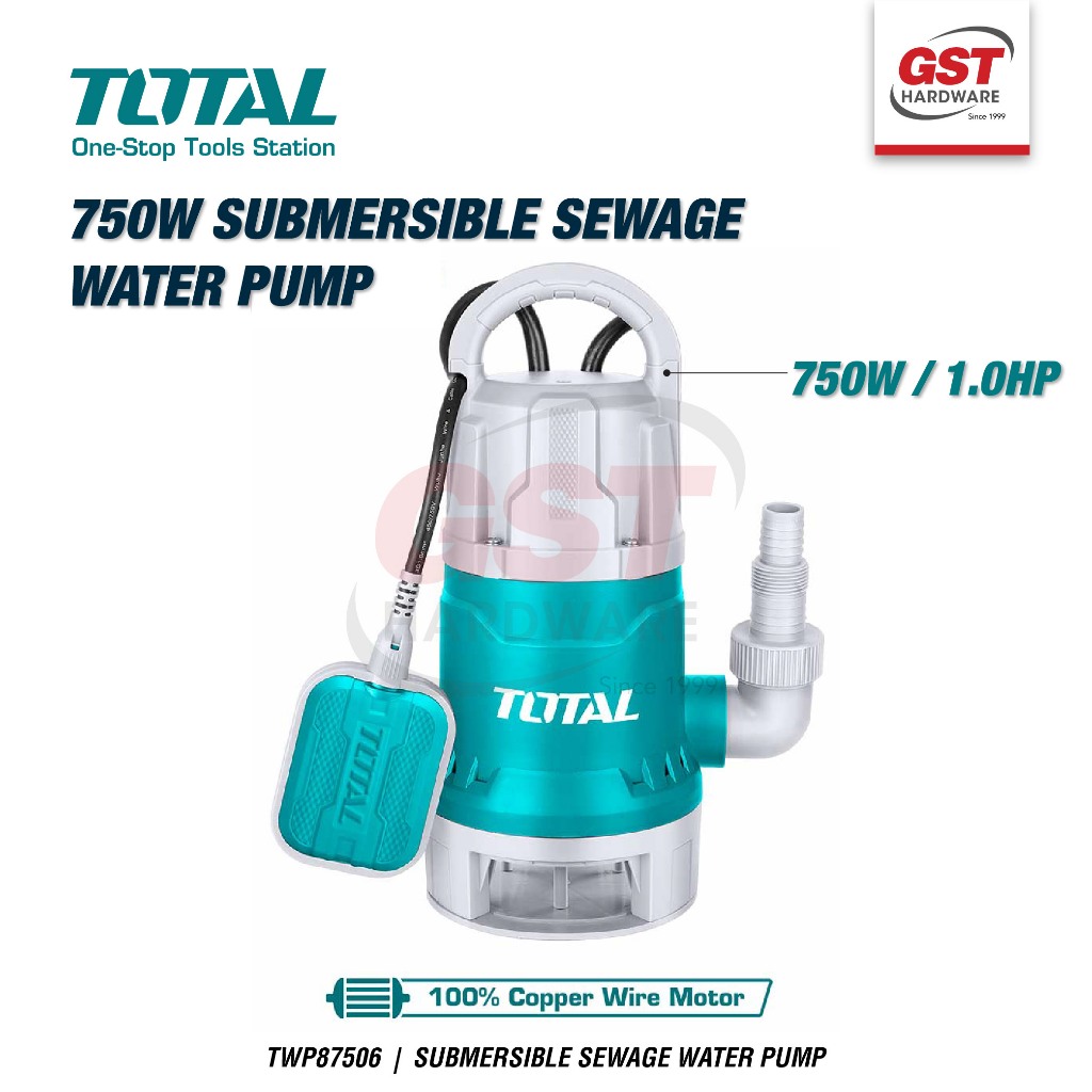 TOTAL 750W Submersible Sewage Water Pump Automatic Booster Pump Pam Air