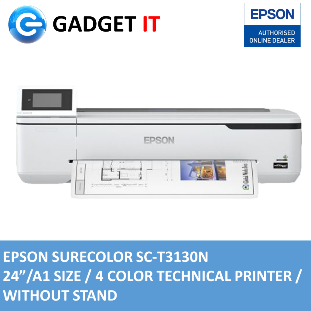 Epson Surecolor Sc T3130n 24”a1 Size 4 Color Technical Printer Without Stand 3 Year 6412