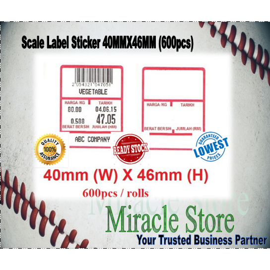 Scale Label 46mmX40mm 600pcs (10 Rolls) Mesin Timbang Sticker | Shopee ...