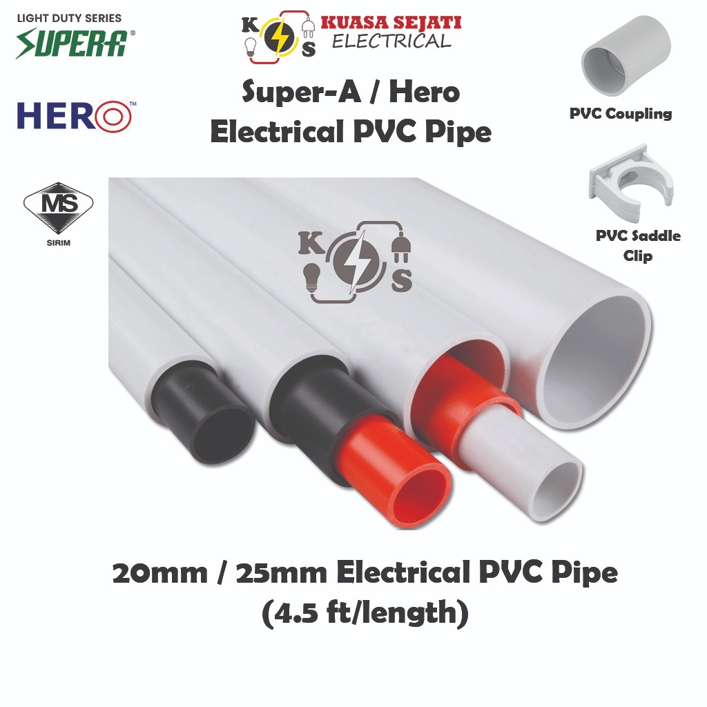 4.5 Feet (1.37m) 20mm 3/4" & 25mm 1" inch PVC Electrical Conduit Pipe