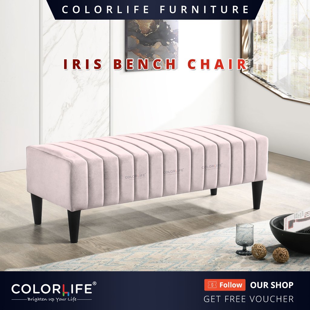 Colorlife Iris Bench Chair / Paris Bench Chair (Linen Fabric, Velvet ...