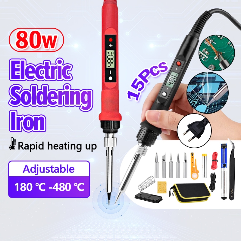 Soldering Iron Kit, 80W LCD Adjustable Temperature 180-520°C, 13 In 1 - Foto 8