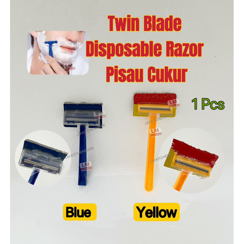 Twin Blade Disposable Razor Pisau Cukur Biru / Disposable Razor Long ...