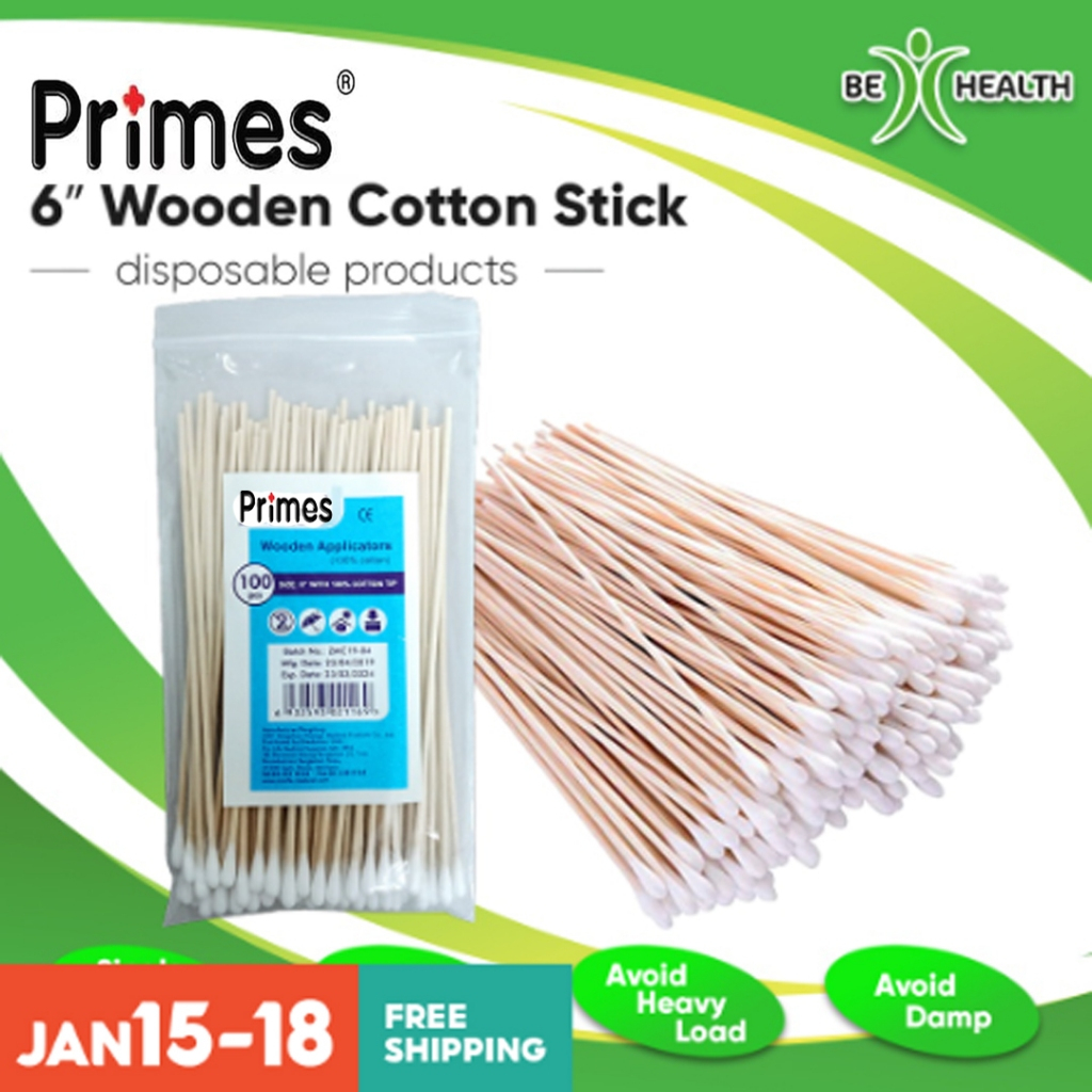 Primes Wooden Applicators/Wooden Cotton Stick / Aplikator Kayu/Tongkat