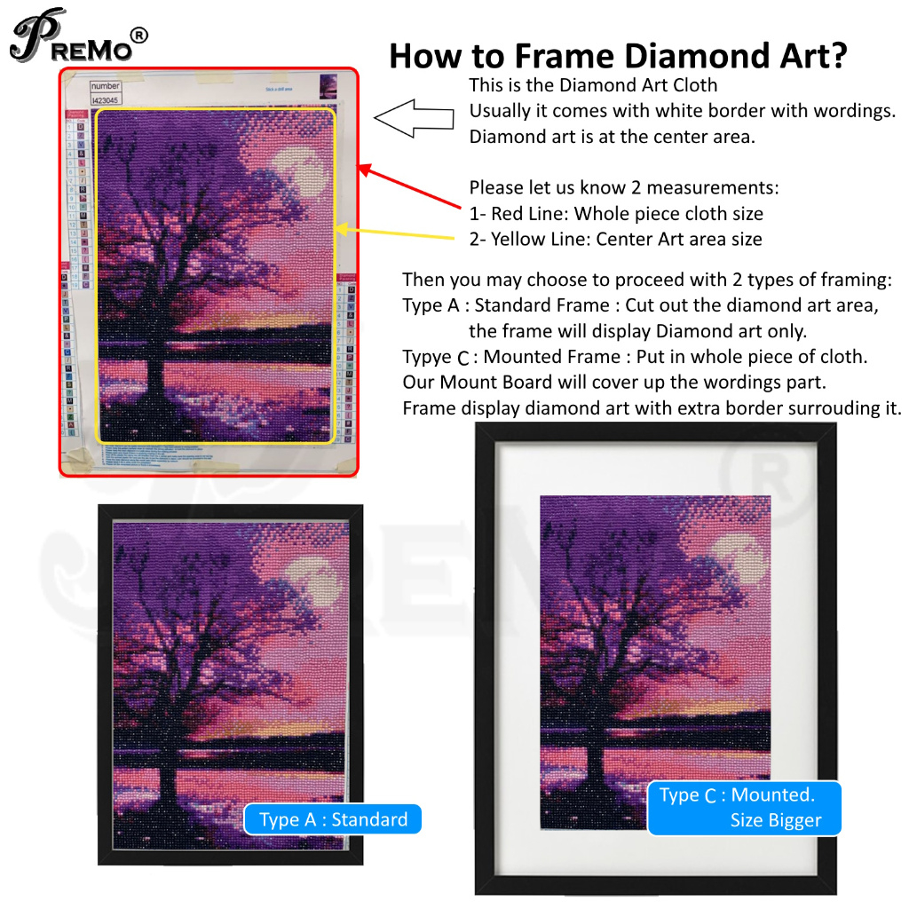 PREMO Frame for Diamond Art Embordiery Art 刺绣-钻石画 相框- DIY 3D-4D-5D ...