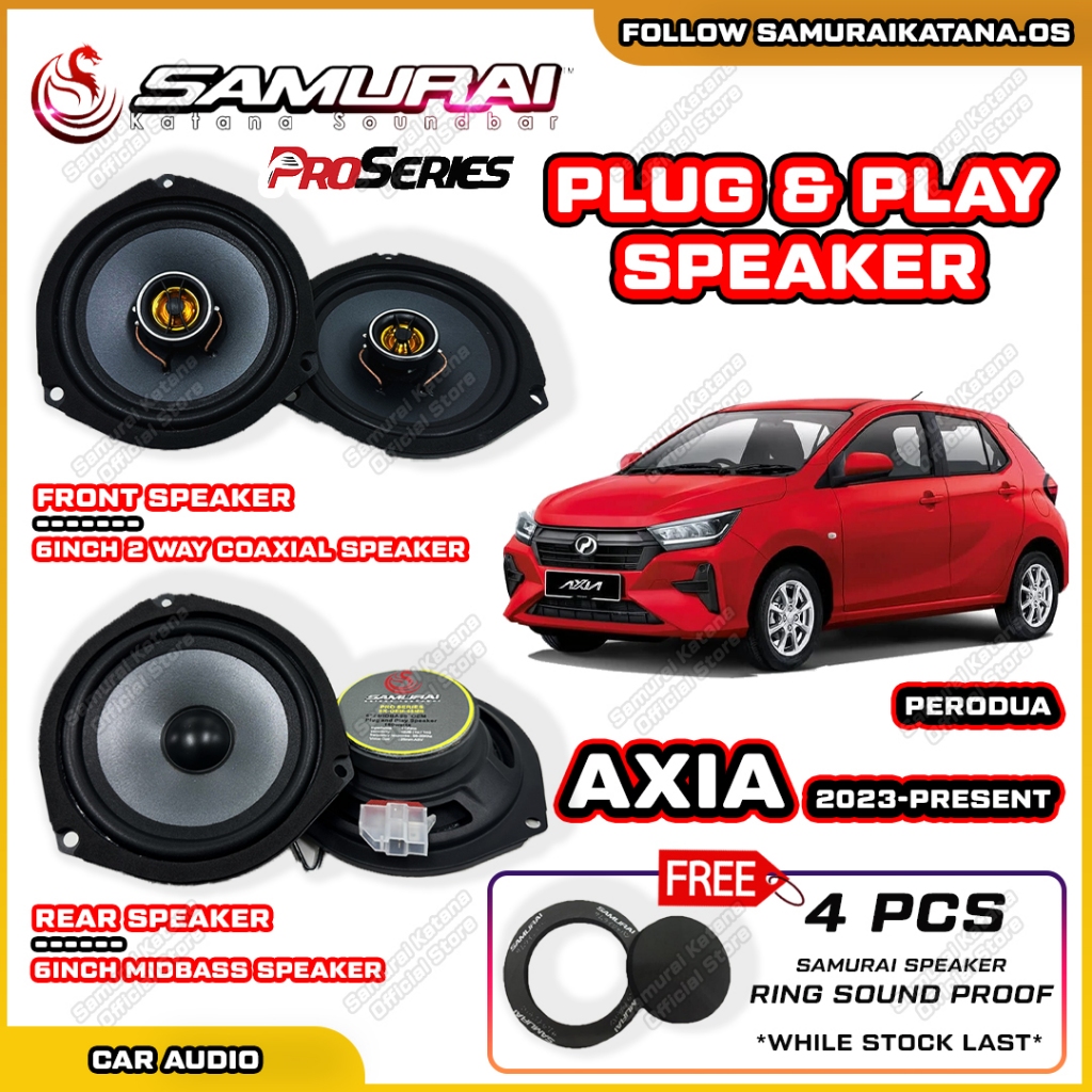 🔊 Perodua Axia 2023-Present Plug & Play Speaker SAMURAI KATANA SOUNDBAR ...