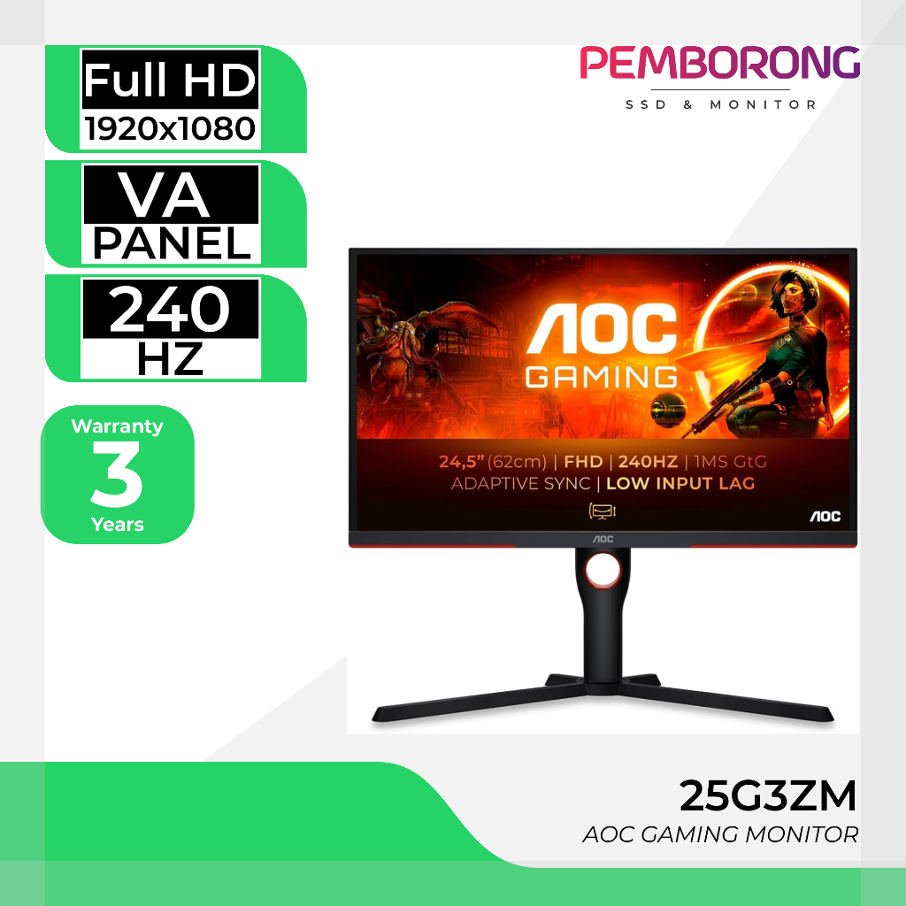 MONITOR AOC GAMING LED FLAT 24.5