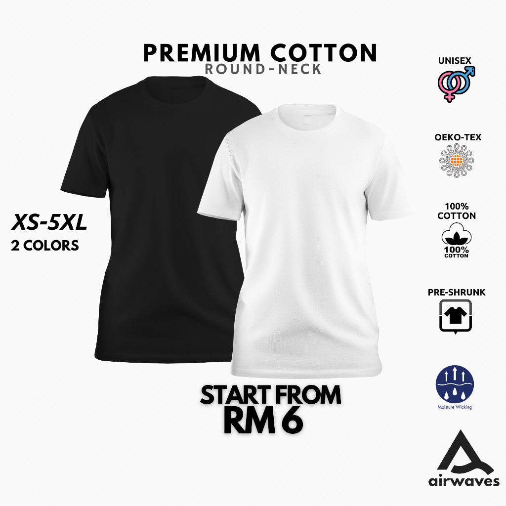 TSHIRT PLAIN WHITE BLACK ITEM BARU HARGA MURAH TSHIRT KOSONG PUTIH ...