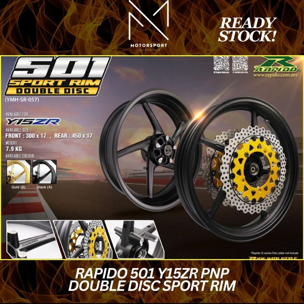 RAPIDO 501 Y15ZR PNP DOUBLE DISC SPORT RIM SIZE BESAR | Shopee Malaysia