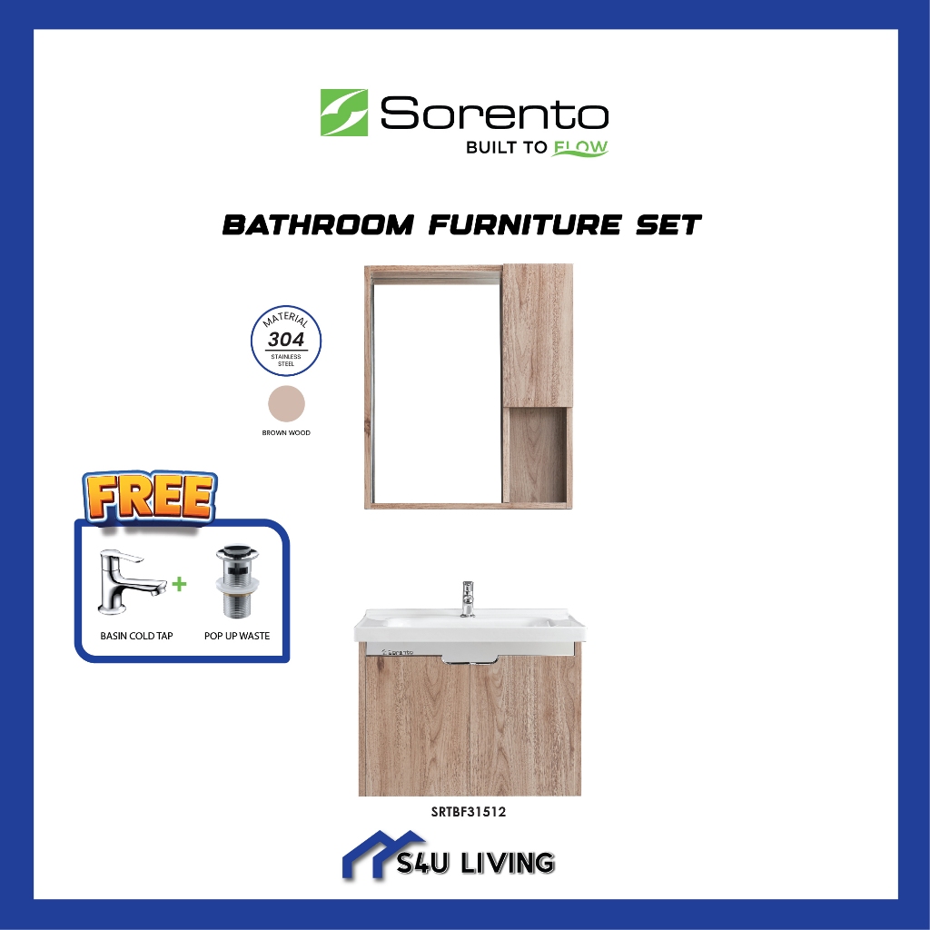Sorento SUS304 Bathroom cabinet set with mirror cabinet SRTBF31512 ...